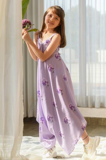 Pasha India Purple Linen Embroidery Palazzo Jumpsuit at Aza Fashions Pasha India_Purple Linen Embroidery Palazzo Jumpsuit _at_Aza_Fashions