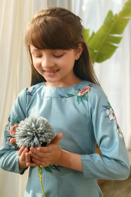 Pasha India_Green Linen Embroidery Dhoti Printed Jumpsuit _at_Aza_Fashions