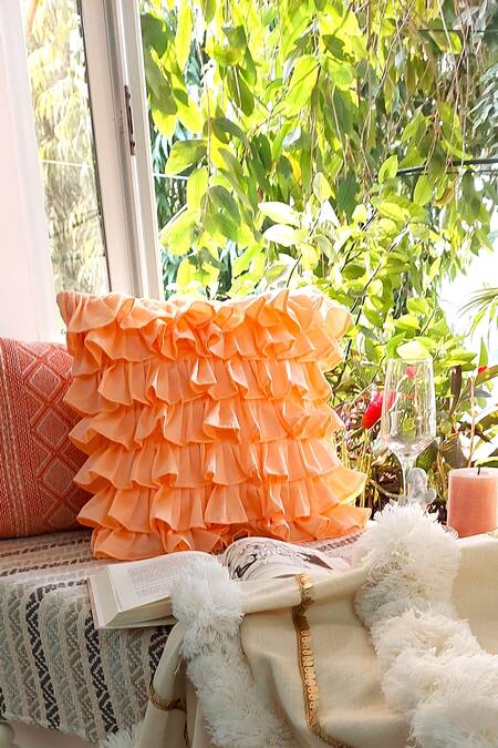 Peach shop throw pillow