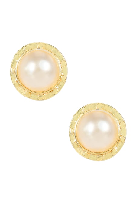 Lagu Bandhu Since 1936 22KT Yellow Gold and Pearl Stud Earrings for Women :  Amazon.in: Fashion