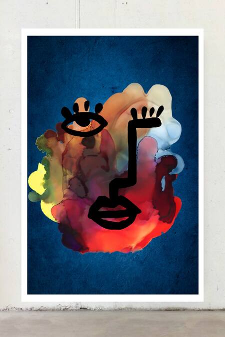 Buy_Raffinee_Multi Color High Quality Canvas Paper Digital Abstract Face Wall Art - Set Of 3_Online_at_Aza_Fashions