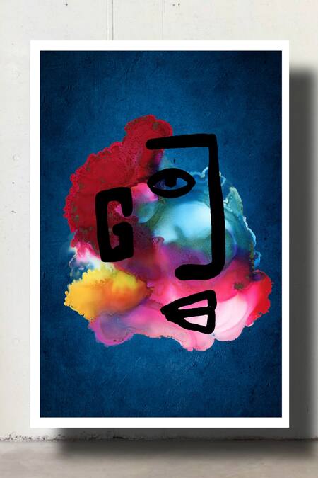 Shop_Raffinee_Multi Color High Quality Canvas Paper Digital Abstract Face Wall Art - Set Of 3_Online_at_Aza_Fashions