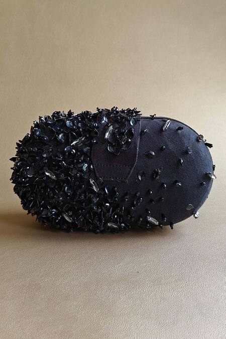 Shop Plode Black Embellishment Capsule Bag With Sling Online at Aza Fashions Shop_Plode_Black Embellishment Capsule Bag With Sling_Online_at_Aza_Fashions