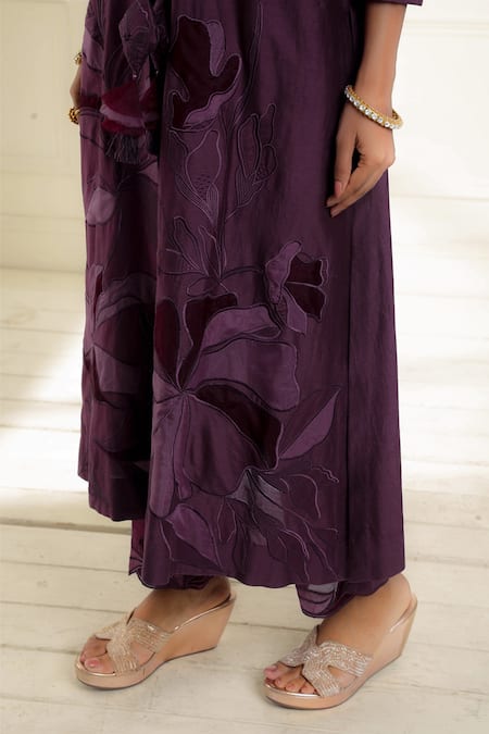 Buy Omana By Ranjana Bothra Purple Chanderi, Organza Embroidery, Cut Work, Safina A-line Kurta Set Online at Aza Fashions Buy_Omana By Ranjana Bothra_Purple Chanderi, Organza Embroidery, Cut Work, Safina A-line Kurta Set _Online_at_Aza_Fashions