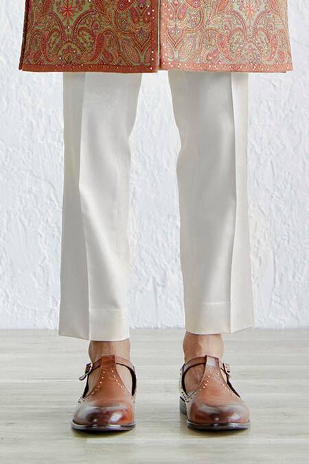 Qbik Green Viscose, Wool Embroidery Nazeem Kashmiri Sherwani With Trouser Online at Aza Fashions Qbik_Green Viscose, Wool Embroidery Nazeem Kashmiri Sherwani With Trouser_Online_at_Aza_Fashions