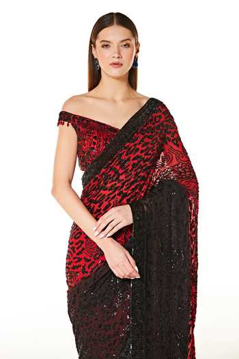 Buy Rabani & Rakha Black Georgette Sequins, Beads One Zaynab Shaded Saree With Embroidered Blouse Online at Aza Fashions Buy_Rabani & Rakha_Black Georgette Sequins, Beads One Zaynab Shaded Saree With Embroidered Blouse _Online_at_Aza_Fashions