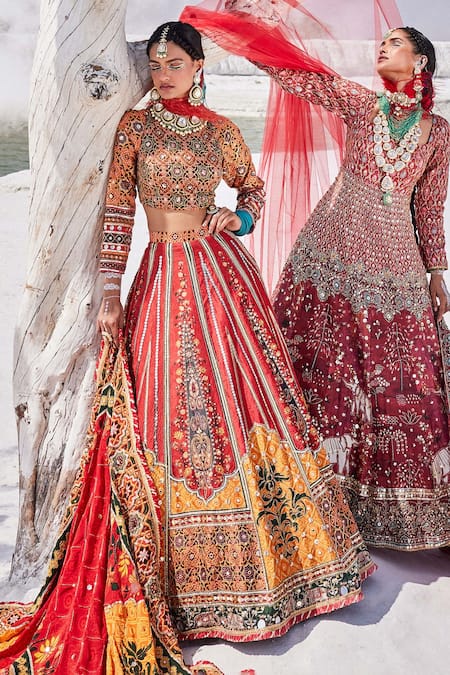 Buy The Royaleum Multi Color Silk, Crepe Sequins, Embroidery, Embellished Bridal Lehenga Set Online at Aza Fashions Buy_The Royaleum_Multi Color Silk, Crepe Sequins, Embroidery, Embellished Bridal Lehenga Set _Online_at_Aza_Fashions
