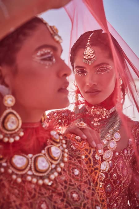 Shop The Royaleum Multi Color Silk, Crepe Sequins, Embroidery, Embellished Bridal Lehenga Set Online at Aza Fashions Shop_The Royaleum_Multi Color Silk, Crepe Sequins, Embroidery, Embellished Bridal Lehenga Set _Online_at_Aza_Fashions