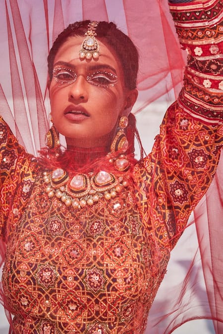 The Royaleum Multi Color Silk, Crepe Sequins, Embroidery, Embellished Bridal Lehenga Set at Aza Fashions The Royaleum_Multi Color Silk, Crepe Sequins, Embroidery, Embellished Bridal Lehenga Set _at_Aza_Fashions