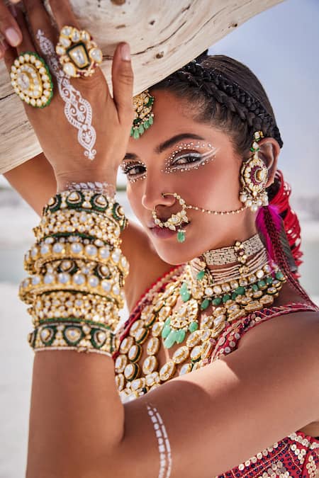 Buy The Royaleum Blue Silk, Crepe Sequins, Gota Resham Hand Embroidered Blouse Bridal Lehenga Set Online at Aza Fashions Buy_The Royaleum_Blue Silk, Crepe Sequins, Gota Resham Hand Embroidered Blouse Bridal Lehenga Set _Online_at_Aza_Fashions