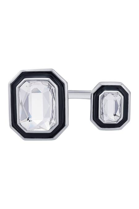 Buy_Isharya_White Crystal Bougie Embellished Ring_Online_at_Aza_Fashions