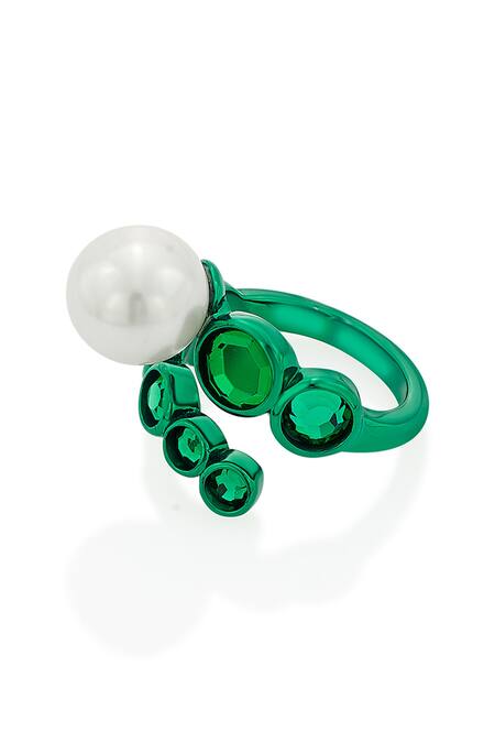 Isharya_Mirror Sultana Pearl Ring_Online_at_Aza_Fashions