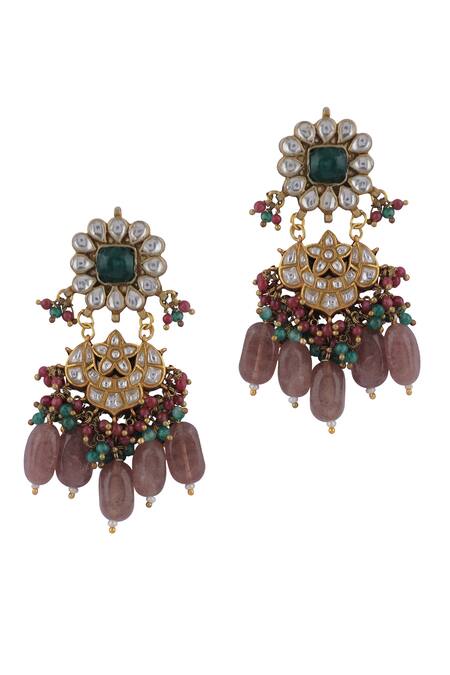 Shop_Riana Jewellery_White Pearls, Stones, Beads Jadtar Embellished Choker Set _Online_at_Aza_Fashions