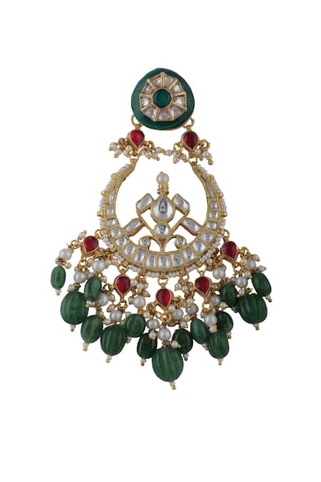 Shop_Riana Jewellery_White Pearls, Diamonds, Crystals Jadtar Stone Embellished Choker Set _Online_at_Aza_Fashions