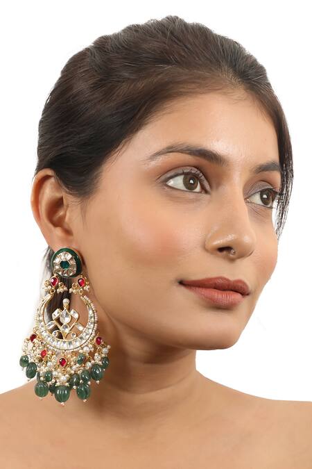 Riana Jewellery_White Pearls, Diamonds, Crystals Jadtar Stone Embellished Choker Set _at_Aza_Fashions