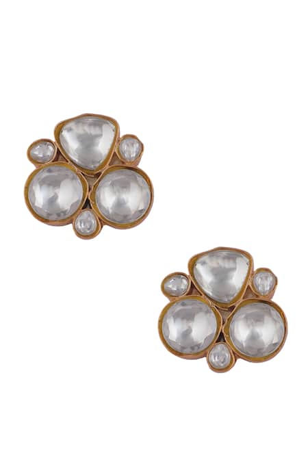 Shop_Riana Jewellery_White Pearls, Diamonds Jadtar Choker Set With Drops _Online_at_Aza_Fashions