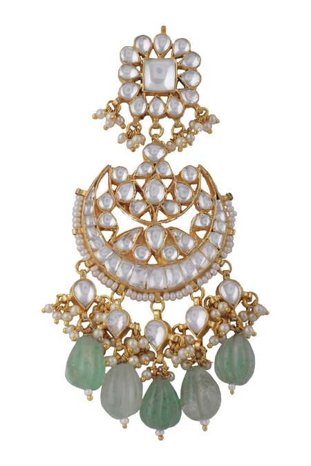 Buy_Riana Jewellery_White Pearls, Diamonds Jadtar Necklace And Chandbali Set _Online_at_Aza_Fashions