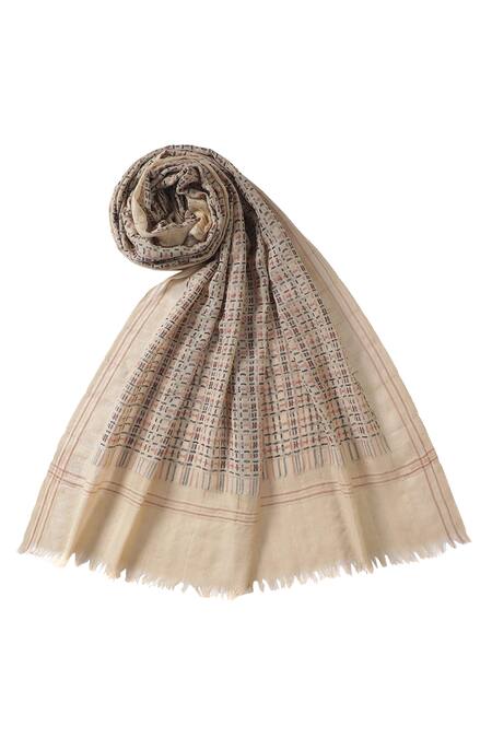 Buy_Shingora_Beige Woven Shawl_Online_at_Aza_Fashions