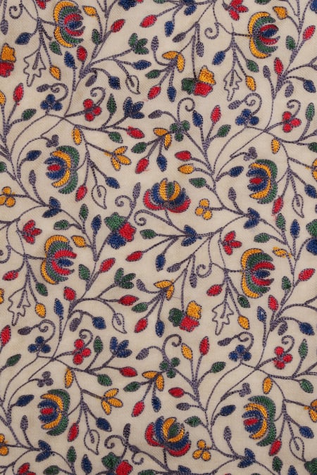 Shop_Shingora_Beige Embroidery Fringe Border Shawl _Online_at_Aza_Fashions