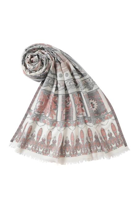 Buy_Shingora_Off White Abstract Pattern Wool Shawl_Online_at_Aza_Fashions