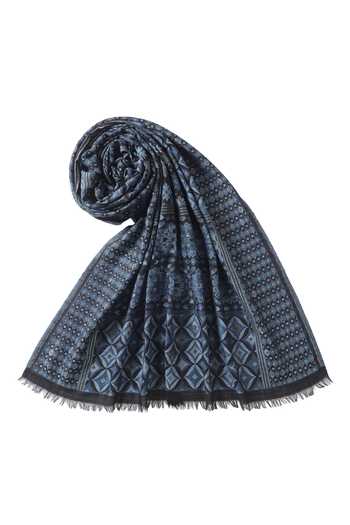 Buy_Shingora_Blue Woven Geometrical Mosaic Pattern Shawl _Online_at_Aza_Fashions