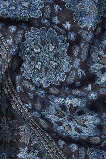 Shop_Shingora_Blue Woven Geometrical Mosaic Pattern Shawl _Online_at_Aza_Fashions