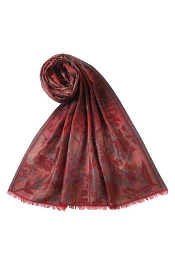 Buy_Shingora_Red Woven Ombre Floral Shawl_Online_at_Aza_Fashions