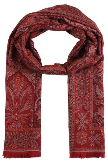 Buy_Shingora_Maroon Woven Wool Pattern Shawl _Online_at_Aza_Fashions