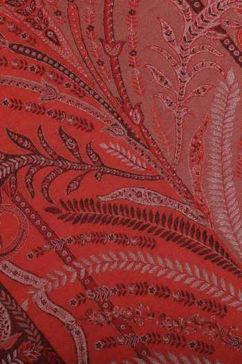 Shingora_Maroon Woven Wool Pattern Shawl _at_Aza_Fashions