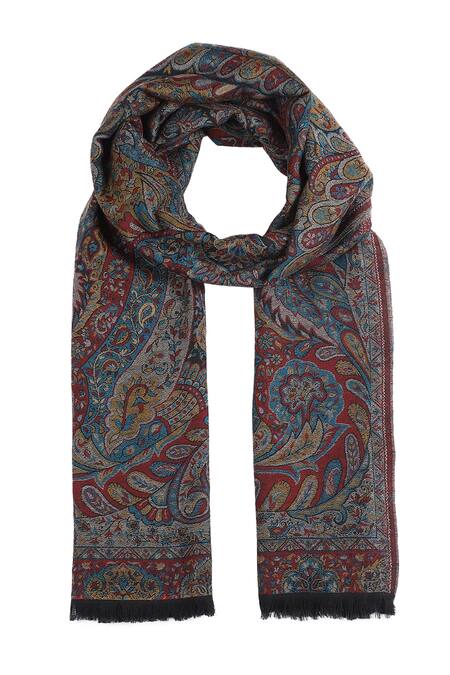 Shingora_Black Woven Paisley Pattern Shawl _Online_at_Aza_Fashions