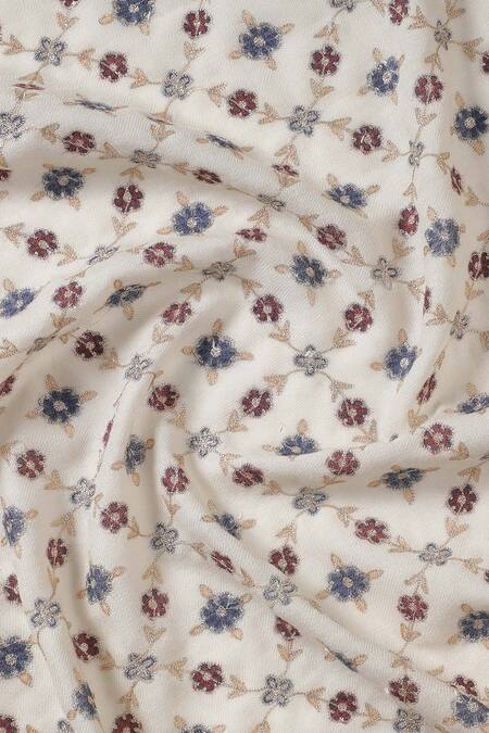 Shingora_Beige Woven Embroidered Floral Jaali Shawl _Online_at_Aza_Fashions