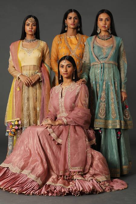 Buy Rar Studio Green Chanderi, Silk, Cotton Embroidery, Tassels Dori Hand Jacket Lehenga Set Online at Aza Fashions Buy_Rar Studio_Green Chanderi, Silk, Cotton Embroidery, Tassels Dori Hand Jacket Lehenga Set_Online_at_Aza_Fashions