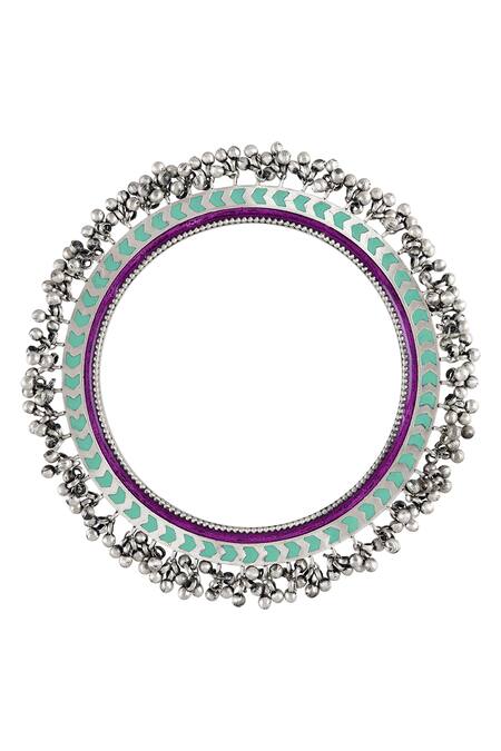 Tribe Amrapali_Multi Color Enamel Dhara Ghungroo Bangle _Online_at_Aza_Fashions