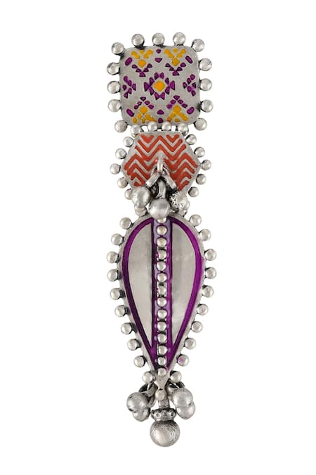 Tribe Amrapali Multi Color Enamel Anjuli Ghungroo Dangler Earrings Online at Aza Fashions Tribe Amrapali_Multi Color Enamel Anjuli Ghungroo Dangler Earrings _Online_at_Aza_Fashions
