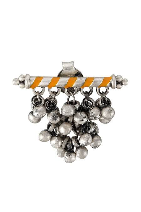Tribe Amrapali_Silver Plated Enamel Ghungroo Drop Earrings _Online_at_Aza_Fashions