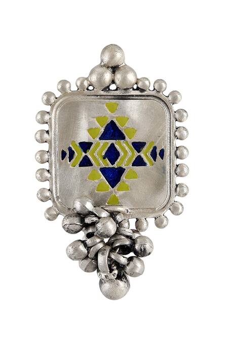 Tribe Amrapali_Multi Color Enamel Kilim Ghungroo Studs _Online_at_Aza_Fashions