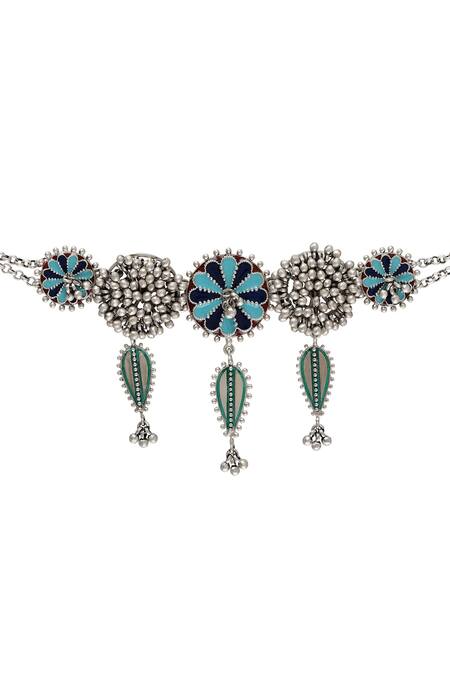 Tribe Amrapali_Multi Color Enamel Saloni Ghungroo Choker _Online_at_Aza_Fashions