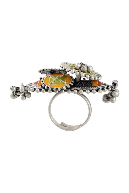 Buy Tribe Amrapali Multi Color Enamel Nirali Ghungroo Ring Online at Aza Fashions Buy_Tribe Amrapali_Multi Color Enamel Nirali Ghungroo Ring _Online_at_Aza_Fashions