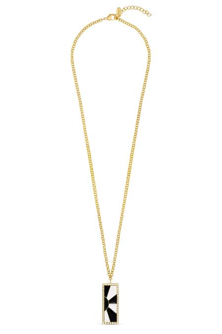 Mnsh_Gold Plated Sunrays Enamelled Pendant Necklace _Online_at_Aza_Fashions