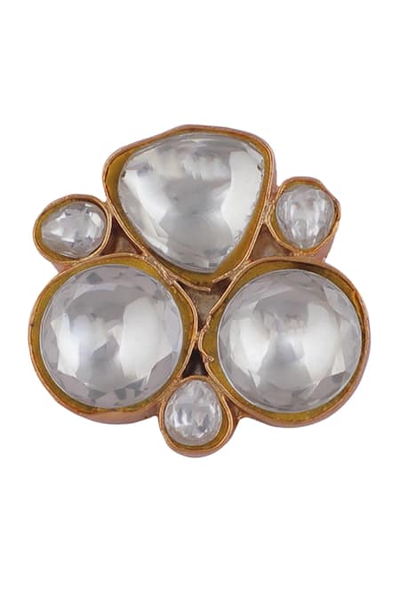 Riana Jewellery White Smocking, Diamonds Geometric Pattern Stud Earrings Online at Aza Fashions Riana Jewellery_White Smocking, Diamonds Geometric Pattern Stud Earrings _Online_at_Aza_Fashions