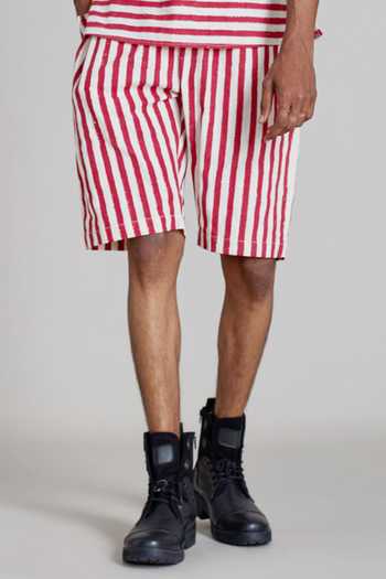 Buy_MATI_Off White 100% Cotton Striped T-shirt And Shorts Set_Online_at_Aza_Fashions