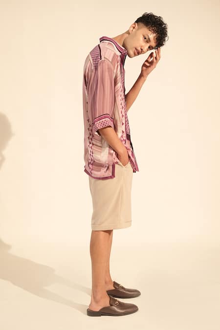 Shop_Nikita Mhaisalkar_Grey Linen Luxe Suiting Shorts _Online_at_Aza_Fashions