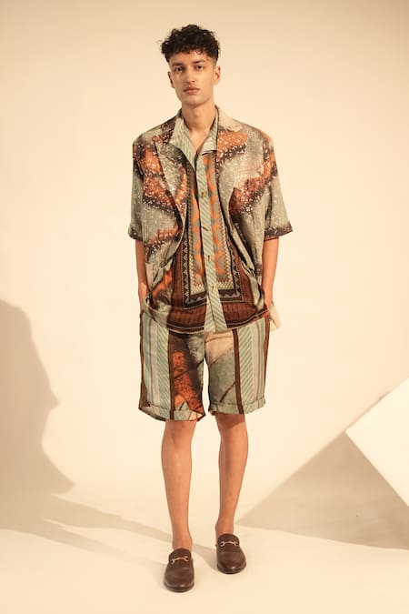 Nikita Mhaisalkar_Blue Georgette Sequins Butterfly Print Blazer _Online_at_Aza_Fashions