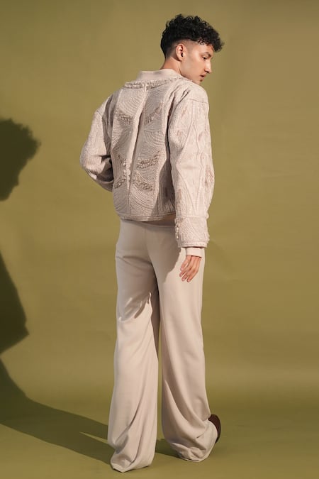 Buy_Nikita Mhaisalkar_Grey Lace Straight Fit Pant _Online_at_Aza_Fashions