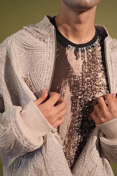 Shop Nikita Mhaisalkar Black Chiffon Abstract Print Tee Online at Aza Fashions Shop_Nikita Mhaisalkar_Black Chiffon Abstract Print Tee _Online_at_Aza_Fashions