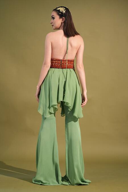 Buy_Nikita Mhaisalkar_Orange Beads, Embroidery And Stone Embellished Belt _Online_at_Aza_Fashions