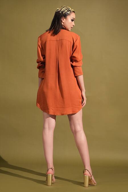 Shop_Nikita Mhaisalkar_Georgette Embroidery Collared Embellished Shirt Dress _Online_at_Aza_Fashions