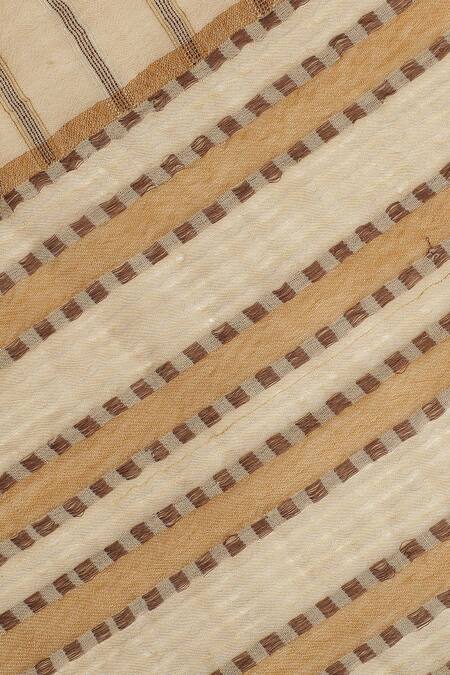 SHINGORA_Beige Geometric Woven Stole _at_Aza_Fashions