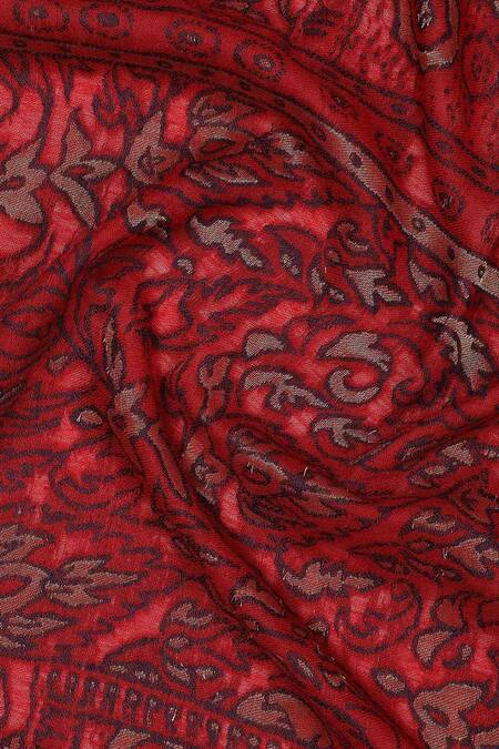Shingora Maroon Woven Floret Pattern Stole at Aza Fashions Shingora_Maroon Woven Floret Pattern Stole _at_Aza_Fashions