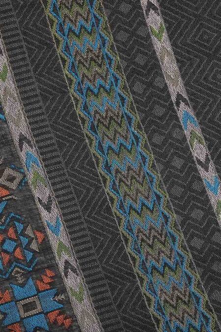 Shop Shingora Black Woven Chevron And Geometric Pattern Stole Online at Aza Fashions Shop_Shingora_Black Woven Chevron And Geometric Pattern Stole _Online_at_Aza_Fashions